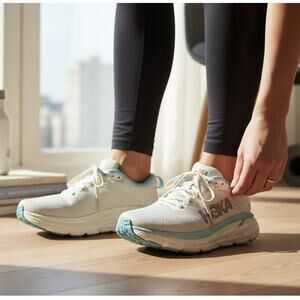 Hoka One One Gaviota 5 Sneakers Womens 7B White Blue Low Top Running 1134235